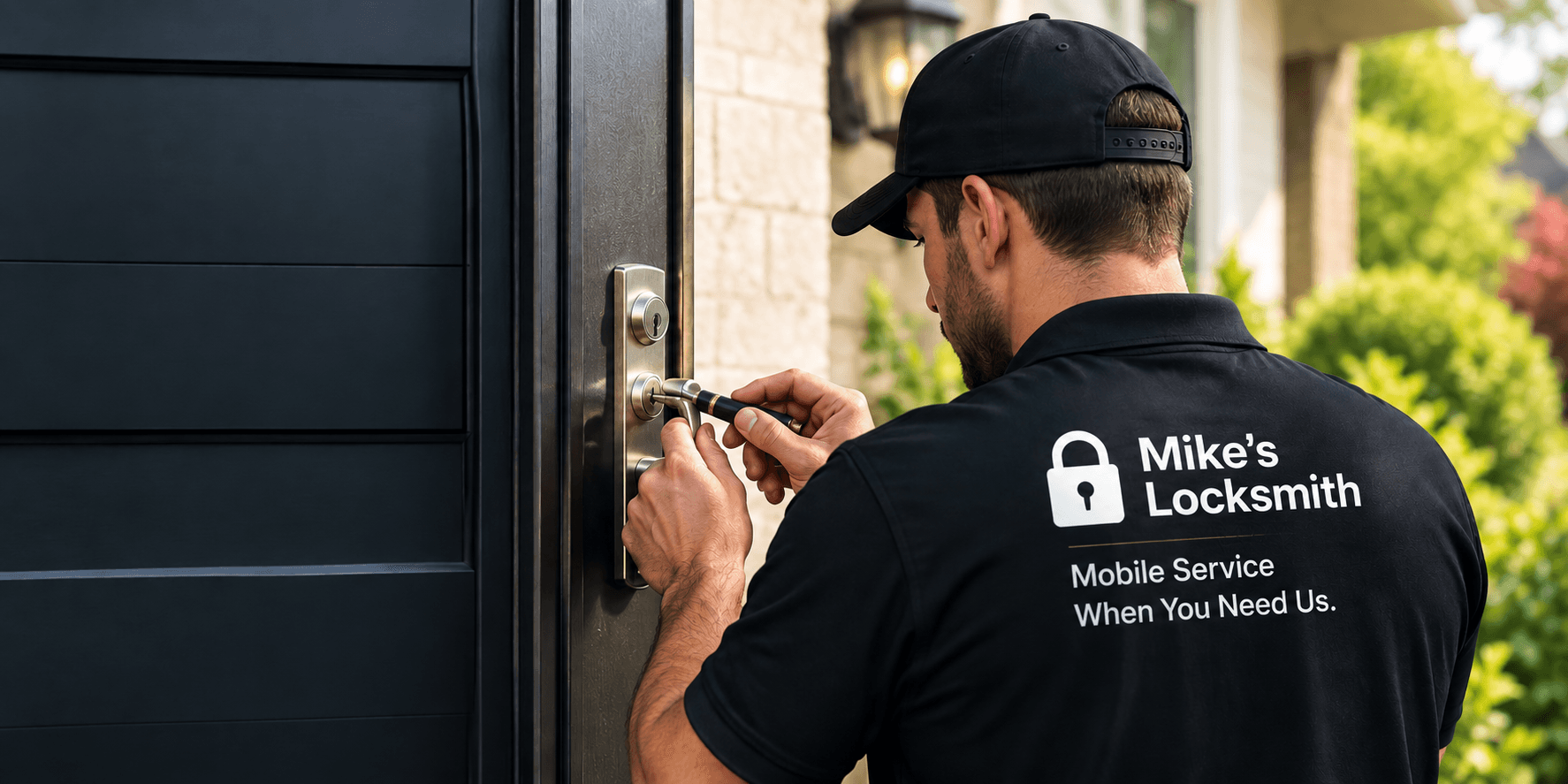 Locksmith opening a residential door